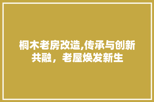 桐木老房改造,传承与创新共融，老屋焕发新生