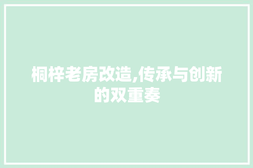 桐梓老房改造,传承与创新的双重奏