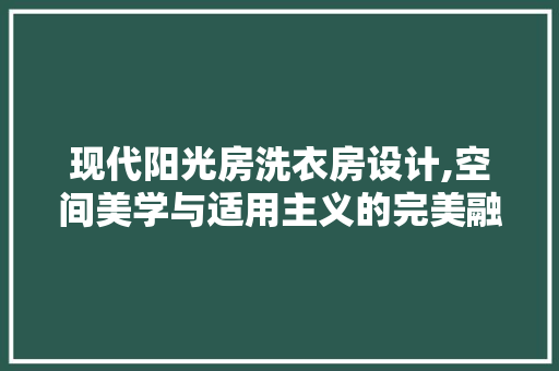 现代阳光房洗衣房设计,空间美学与适用主义的完美融合