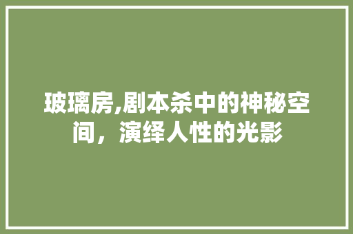 玻璃房,剧本杀中的神秘空间，演绎人性的光影