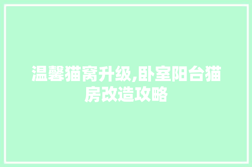 温馨猫窝升级,卧室阳台猫房改造攻略