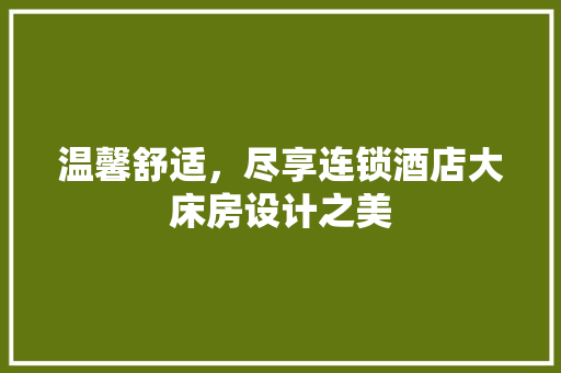 温馨舒适，尽享连锁酒店大床房设计之美