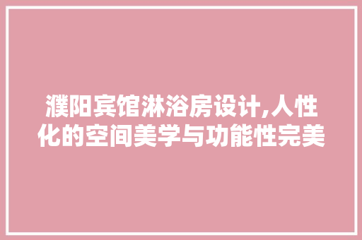 濮阳宾馆淋浴房设计,人性化的空间美学与功能性完美融合