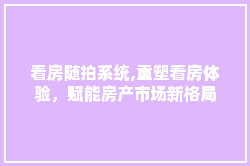 看房随拍系统,重塑看房体验，赋能房产市场新格局