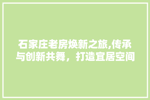 石家庄老房焕新之旅,传承与创新共舞，打造宜居空间