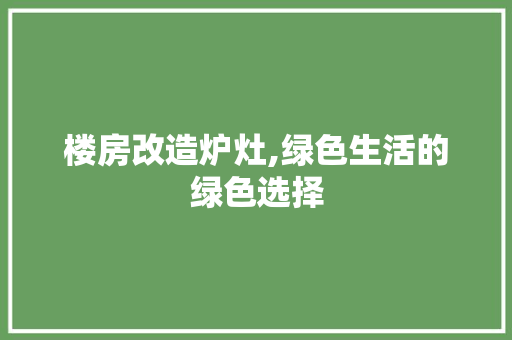 楼房改造炉灶,绿色生活的绿色选择