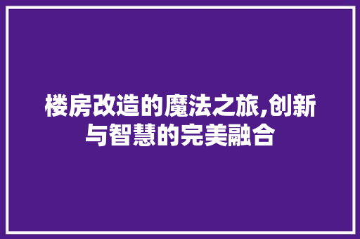楼房改造的魔法之旅,创新与智慧的完美融合