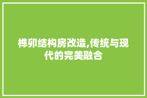 榫卯结构房改造,传统与现代的完美融合