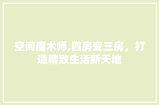 空间魔术师,四房变三房，打造精致生活新天地