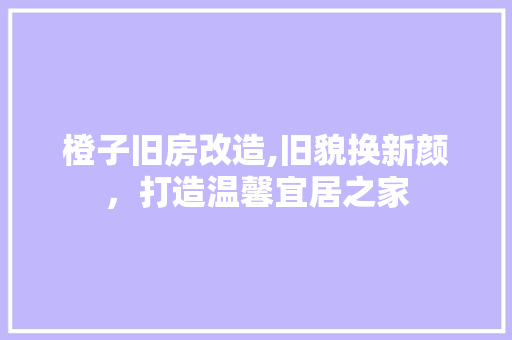 橙子旧房改造,旧貌换新颜，打造温馨宜居之家