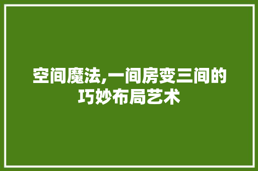 空间魔法,一间房变三间的巧妙布局艺术