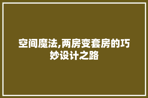 空间魔法,两房变套房的巧妙设计之路