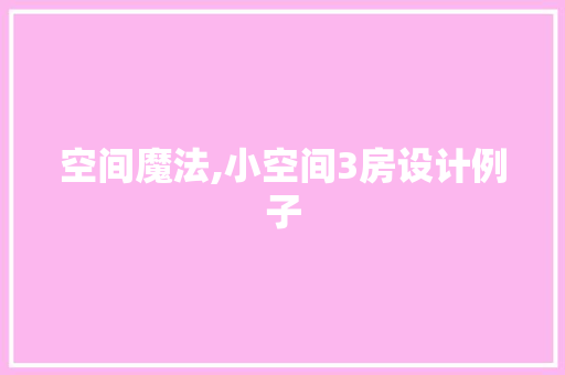 空间魔法,小空间3房设计例子