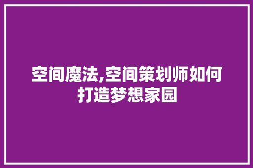空间魔法,空间策划师如何打造梦想家园