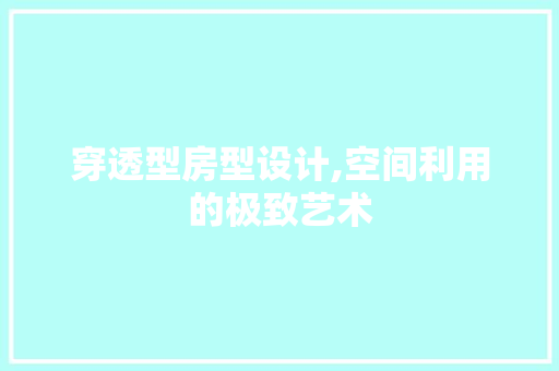 穿透型房型设计,空间利用的极致艺术
