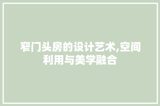 窄门头房的设计艺术,空间利用与美学融合