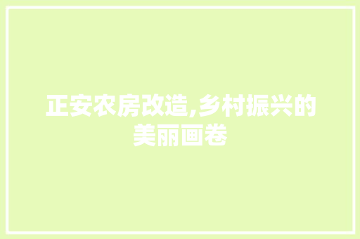 正安农房改造,乡村振兴的美丽画卷