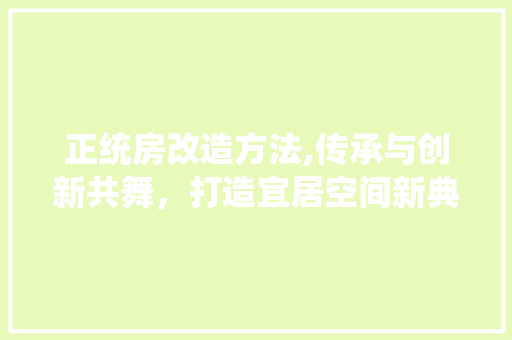 正统房改造方法,传承与创新共舞，打造宜居空间新典范