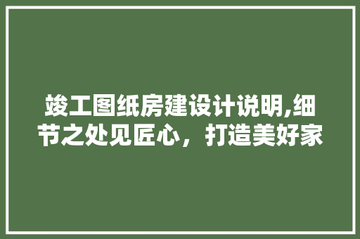 竣工图纸房建设计说明,细节之处见匠心，打造美好家园