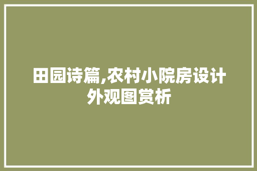 田园诗篇,农村小院房设计外观图赏析