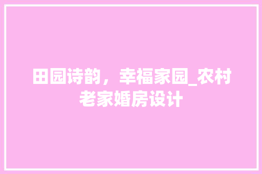 田园诗韵，幸福家园_农村老家婚房设计