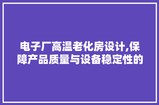 电子厂高温老化房设计,保障产品质量与设备稳定性的关键