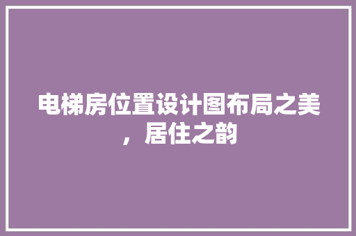 电梯房位置设计图布局之美，居住之韵
