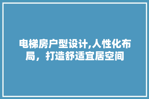 电梯房户型设计,人性化布局，打造舒适宜居空间