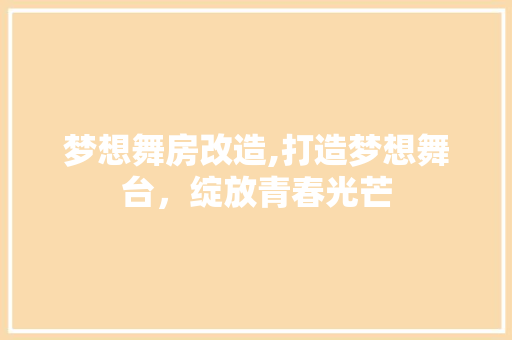 梦想舞房改造,打造梦想舞台，绽放青春光芒