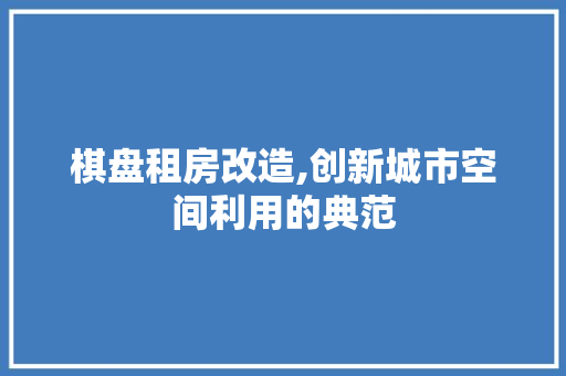 棋盘租房改造,创新城市空间利用的典范