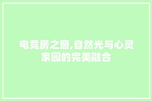 电竞房之窗,自然光与心灵家园的完美融合