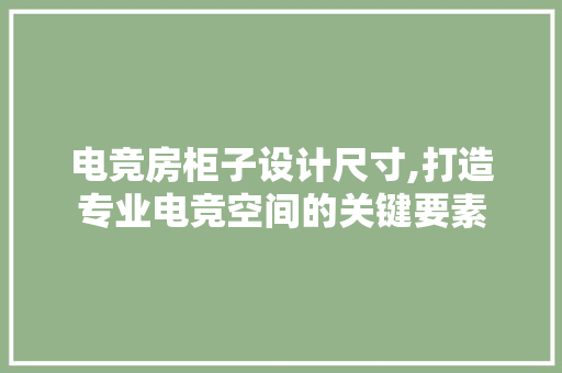 电竞房柜子设计尺寸,打造专业电竞空间的关键要素