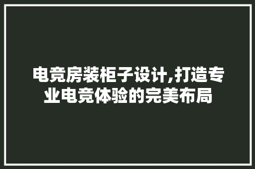 电竞房装柜子设计,打造专业电竞体验的完美布局