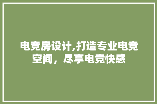 电竞房设计,打造专业电竞空间，尽享电竞快感