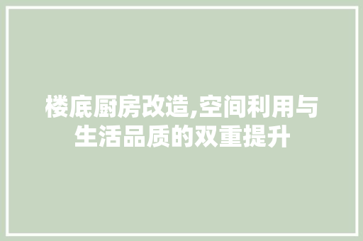 楼底厨房改造,空间利用与生活品质的双重提升