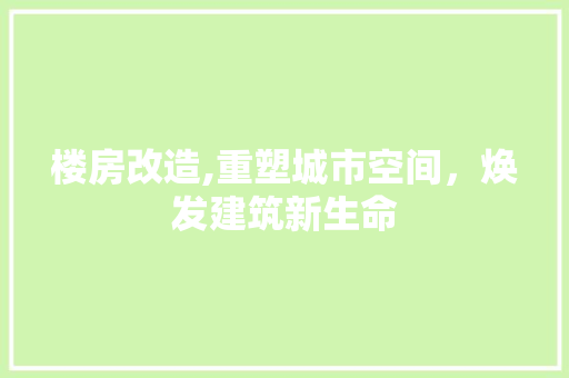 楼房改造,重塑城市空间，焕发建筑新生命