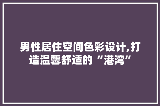 男性居住空间色彩设计,打造温馨舒适的“港湾”