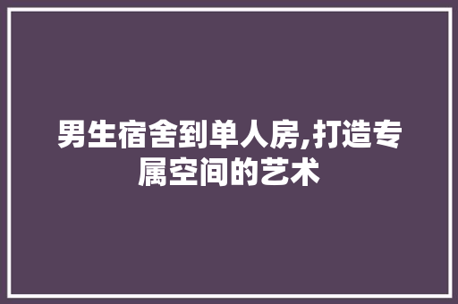 男生宿舍到单人房,打造专属空间的艺术