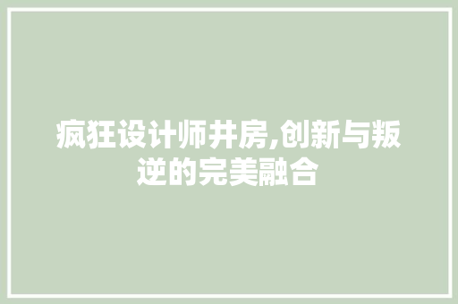 疯狂设计师井房,创新与叛逆的完美融合