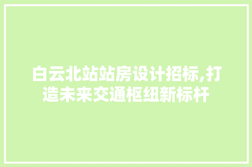 白云北站站房设计招标,打造未来交通枢纽新标杆