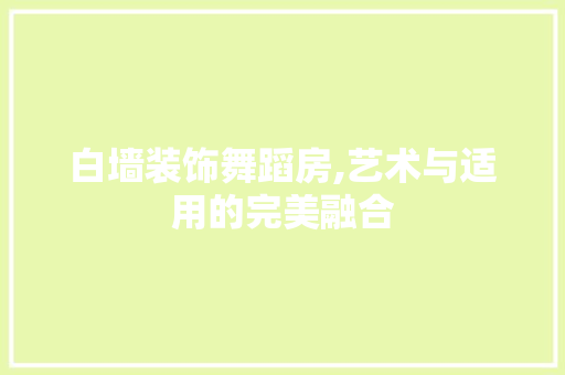 白墙装饰舞蹈房,艺术与适用的完美融合