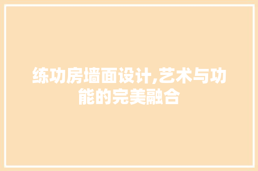 练功房墙面设计,艺术与功能的完美融合
