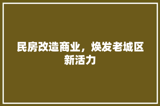民房改造商业，焕发老城区新活力