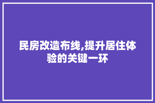 民房改造布线,提升居住体验的关键一环