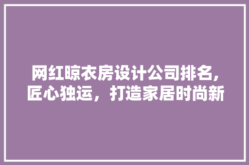 网红晾衣房设计公司排名,匠心独运，打造家居时尚新潮流