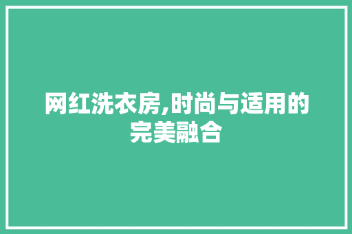 网红洗衣房,时尚与适用的完美融合