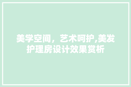 美学空间，艺术呵护,美发护理房设计效果赏析