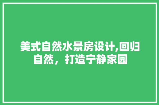 美式自然水景房设计,回归自然，打造宁静家园