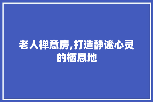 老人禅意房,打造静谧心灵的栖息地