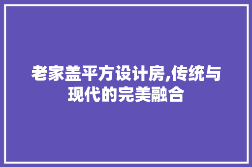 老家盖平方设计房,传统与现代的完美融合